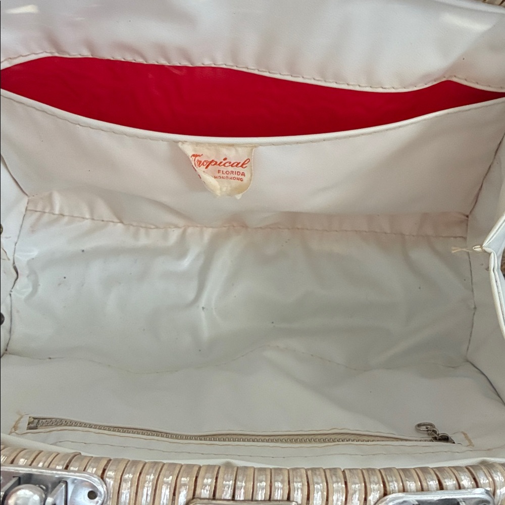 Woven Straw Tote Bag in Natural Cream with Silver Hardware - Picture 4 of 9